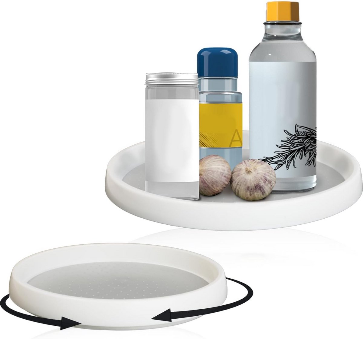 Set van 2 antislip draaitafels 25,5 cm en 30,5 cm roterend keukenrek 360° voor koelkast voorraadkast organisatie