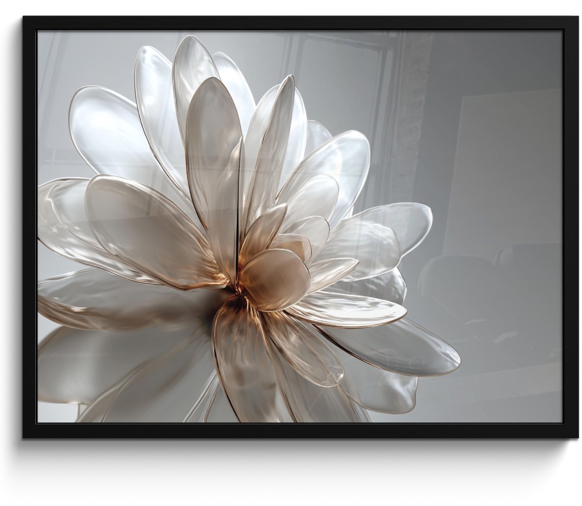 FrameYourWall Poster in lijst - Fotolijst 70x50 cm - Posters - Bloem - Wit - Neutraal - Posterlijst zwart - Decoratie - Wanddecoratie woonkamer - Muurdecoratie slaapkamer