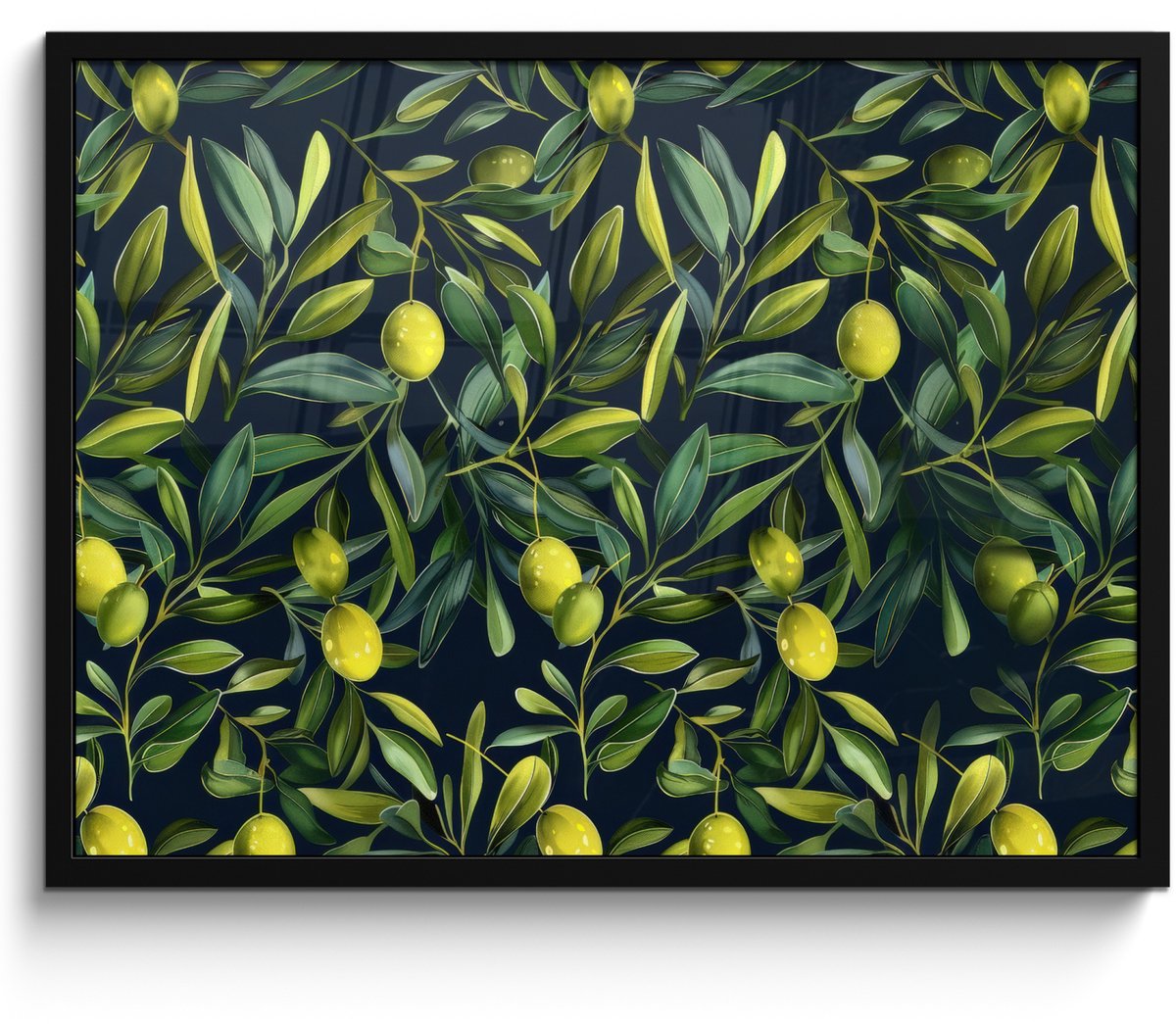 FrameYourWall Poster in lijst - Fotolijst 70x50 cm - Posters - Citroenen - Bladeren - Natuurlijk - Posterlijst zwart - Decoratie - Wanddecoratie woonkamer - Muurdecoratie slaapkamer Multicolor