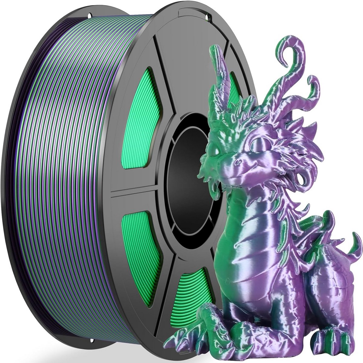 Zijdeachtig PLA Filament 1.75mm - Dubbelkleurig Paars Groen - Hoogglans 3D Printmateriaal 1kg