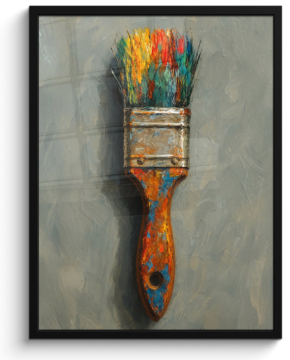 FrameYourWall Poster in lijst - Fotolijst 50x70 cm - Posters - Verf - Kwast - Schilderij - Posterlijst zwart - Decoratie - Wanddecoratie woonkamer - Muurdecoratie slaapkamer