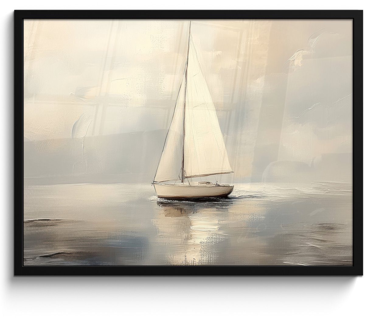 FrameYourWall Poster in lijst - Fotolijst 70x50 cm - Posters - Zeilschip - Zee - Bewolkt - Posterlijst zwart - Decoratie - Wanddecoratie woonkamer - Muurdecoratie slaapkamer