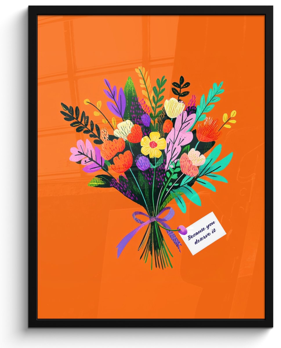 FrameYourWall Poster in lijst - Fotolijst 50x70 cm - Posters - Kaartje - Boeket - Bloemen - Posterlijst zwart - Decoratie - Wanddecoratie woonkamer - Muurdecoratie slaapkamer