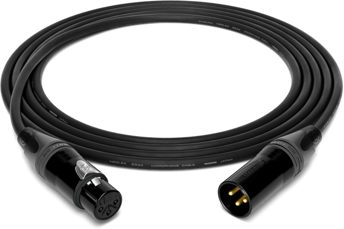 Professionele Studio Microfoonkabel Symmetrisch Quad 20m met Neutrik Gold XLR Connectors