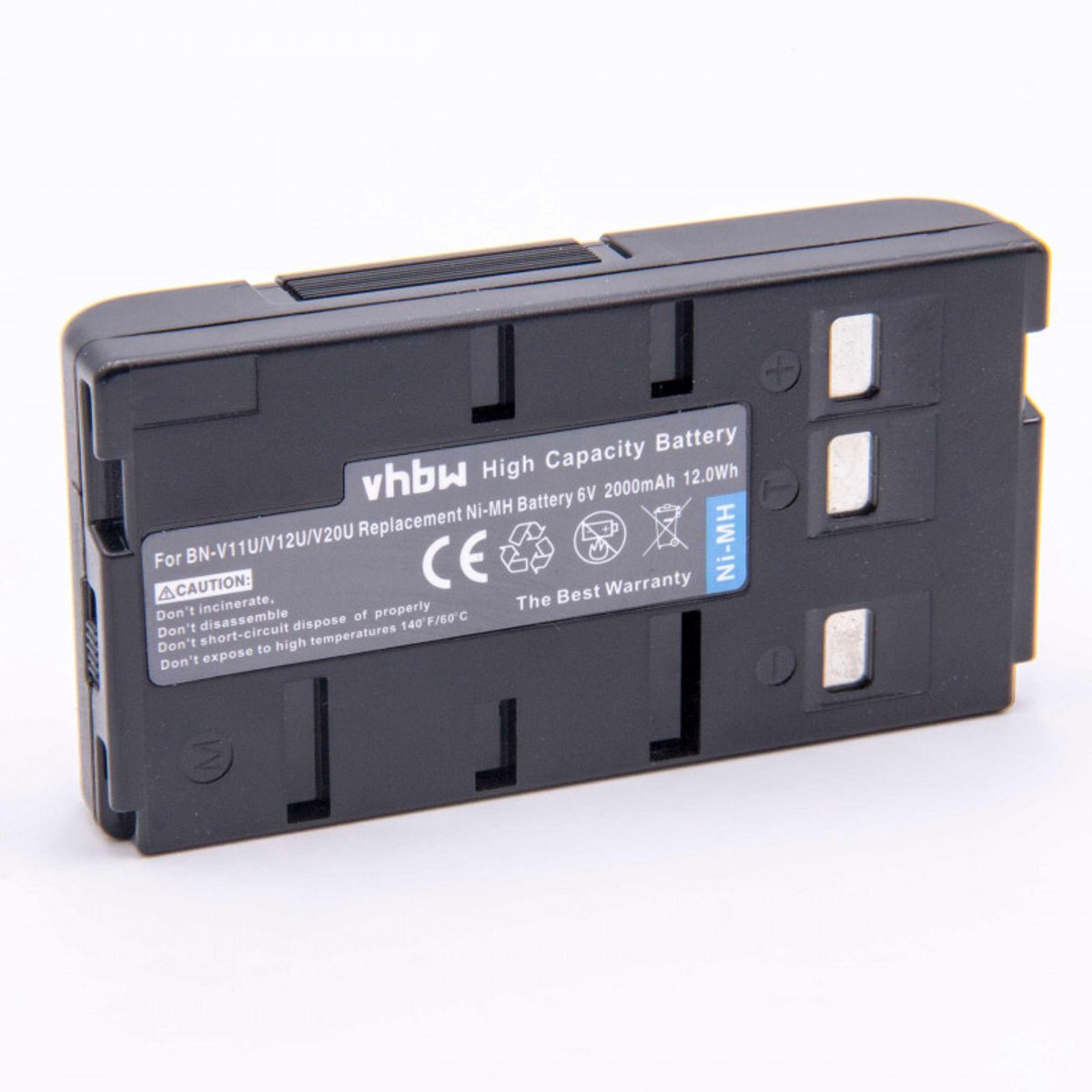 Camera accu compatibel met o.a. JVC BN-V11U, BN-V12U en BN-V20U en Panasonic HHR-V20 / 2000 mAh