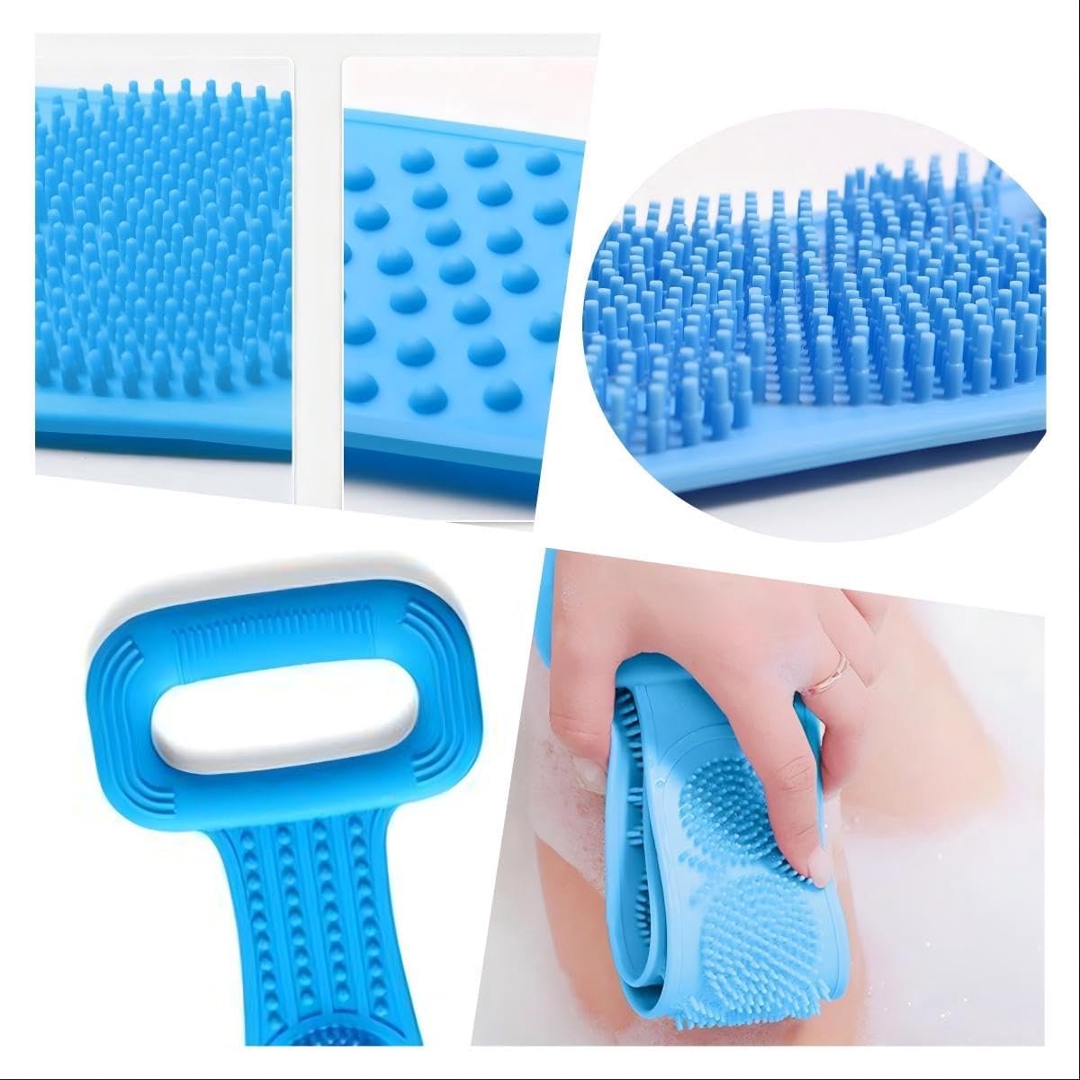 Lange Siliconen Rugborstel met Twee Zijden voor Douche en Scrubben Ergonomisch Ontwerp
