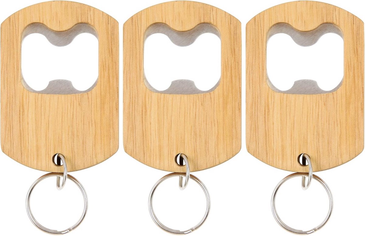 3x Houten Flesopener Set - Stevige Bieropener voor Keuken en Bar
