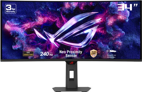 34″ ASUS ROG Strix Curved QD-OLED Gaming Monitor 3440×1440 UWQHD 240Hz 0,03ms USB-C 90W HDR400 Dolby