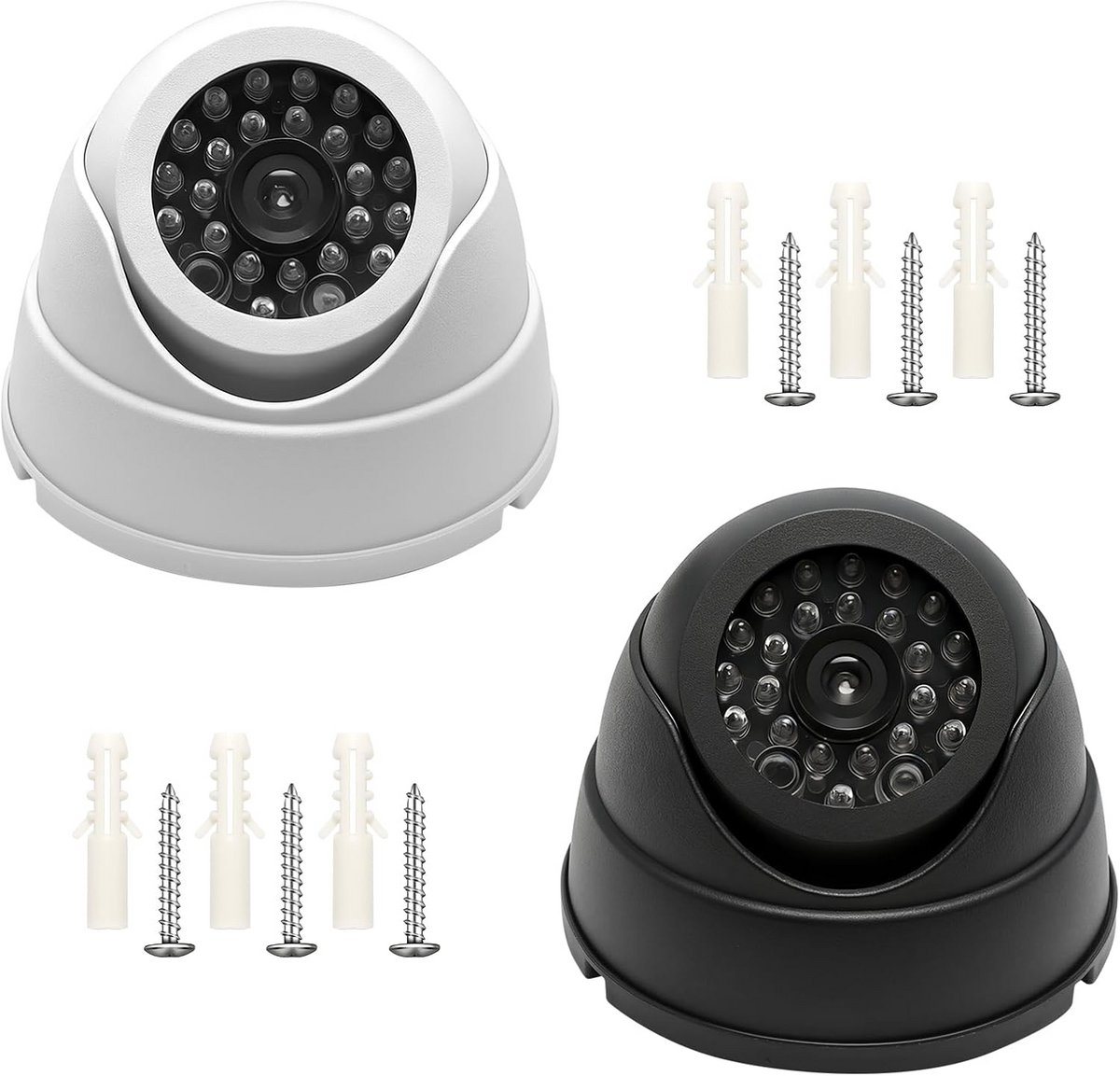 2x Realistische Nep Bewakingscamera voor Binnen - Dome Dummy Beveiliging met Knipperende LED