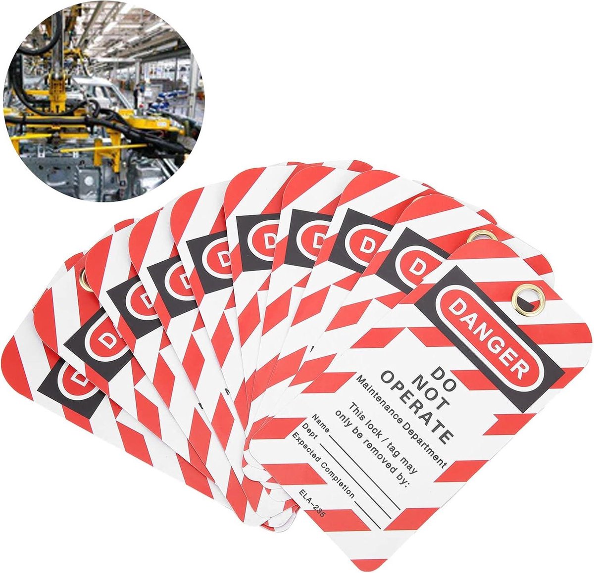 Lockout Tagout veiligheidswaarschuwing labels PVC 10 stuks voor reparatie van elektrische apparatuur. Gevaar Niet Bedienen.
