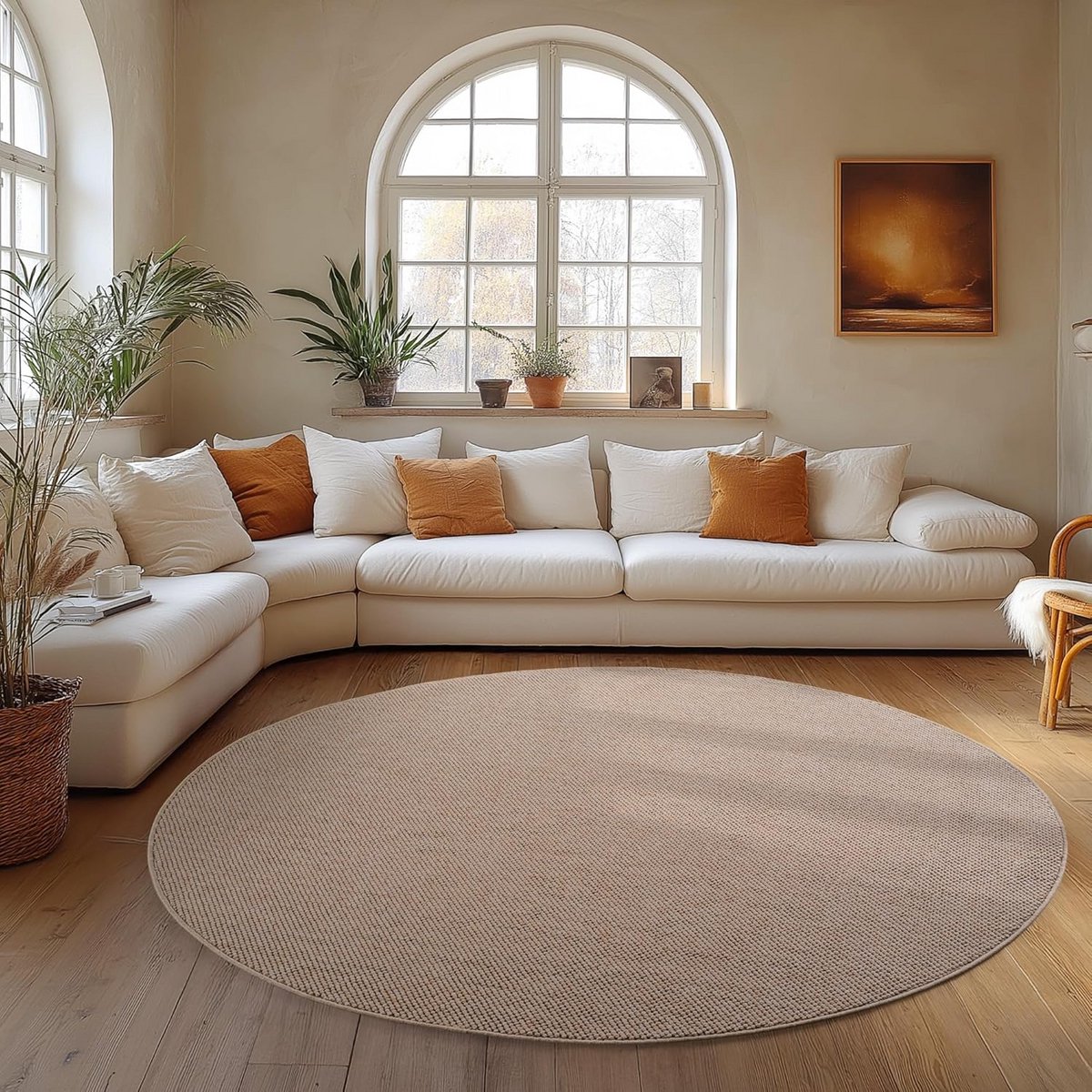Rond Vloerkleed - Bouclé Tapijt Luspool - Woonkamer Decoratie - Zacht Slijtvast - 120 cm -