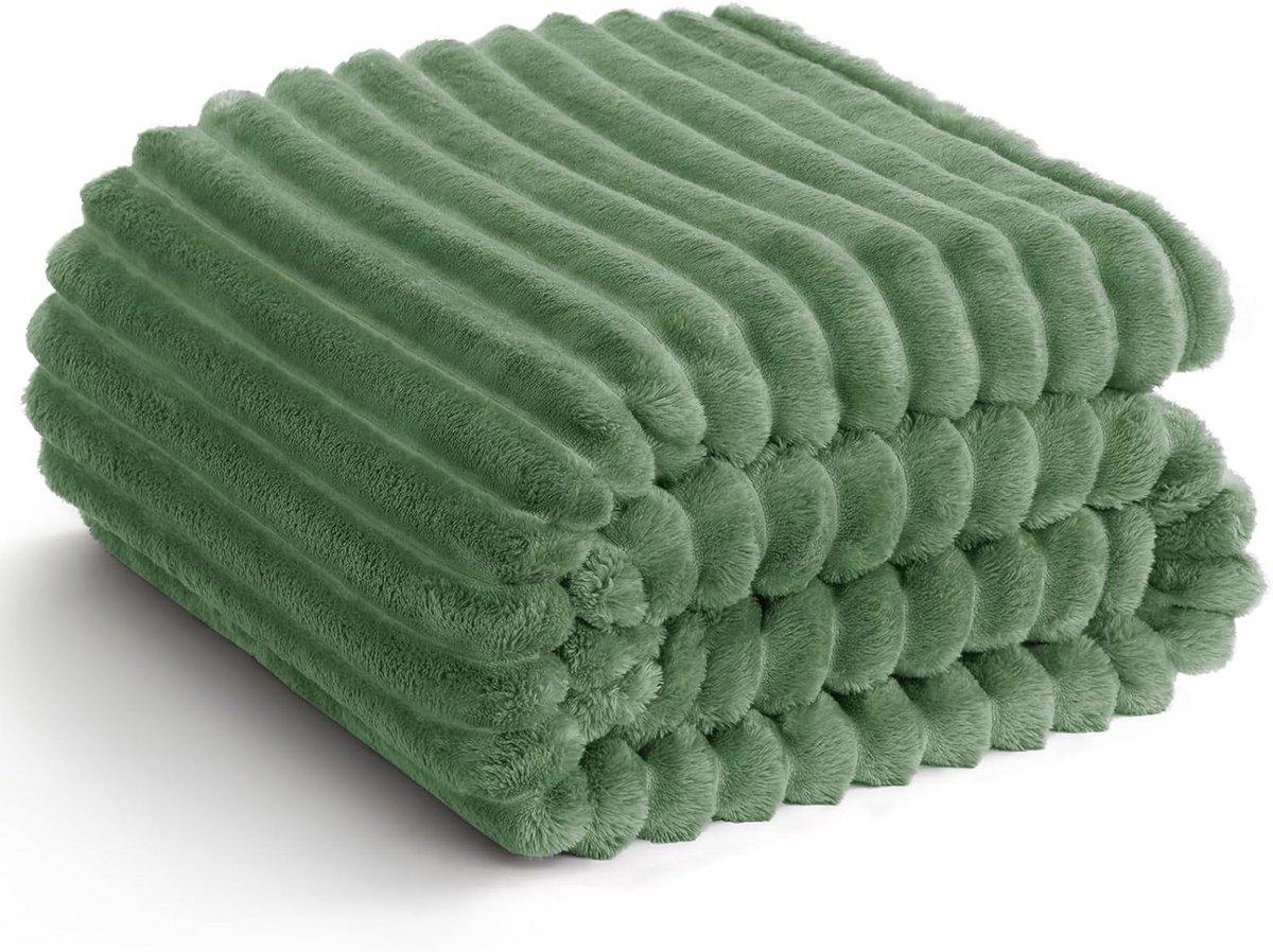 Zachte en Warme Fleece Plaid Deken 130 x 150 cm Flanellen Deken Groen
