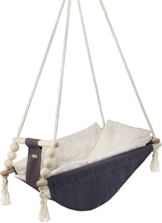 Houten Babyschommel met Veiligheidsgordel voor Binnen en Buiten van Houten — afbeelding 3
