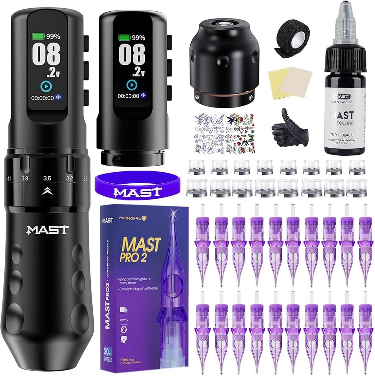 Draadloze Tattoo Machine Set voor Beginners en Professionals met 7 Slagen