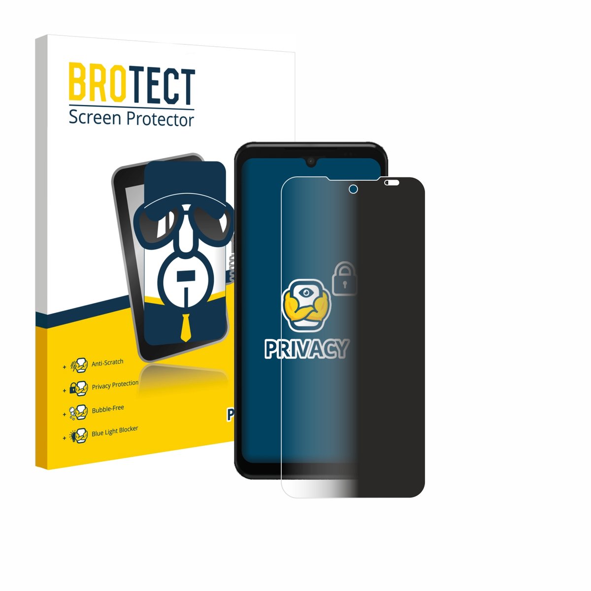 BROTECT - privacy screenprotector voor Sunmi M3 - Folie Beschermfolie Blauwlichtfilter