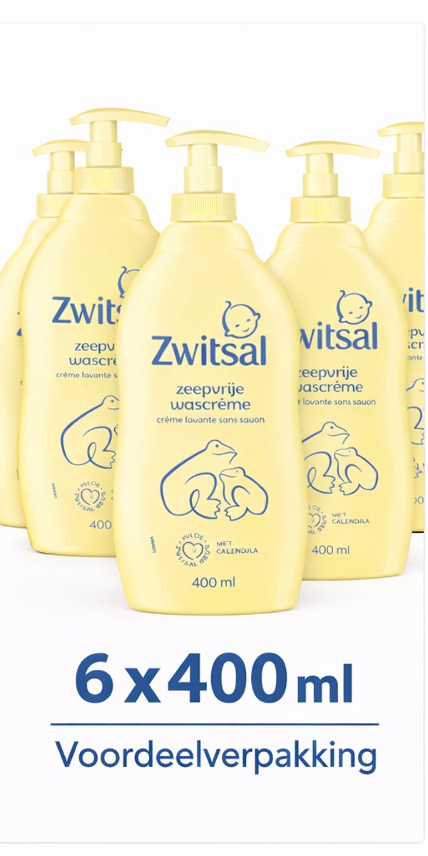 Zwitsal Baby Zeepvrije Wascrème – 400 ml – Set van 6 – Milde Babyverzorging – Voordeelverpakking — afbeelding 4
