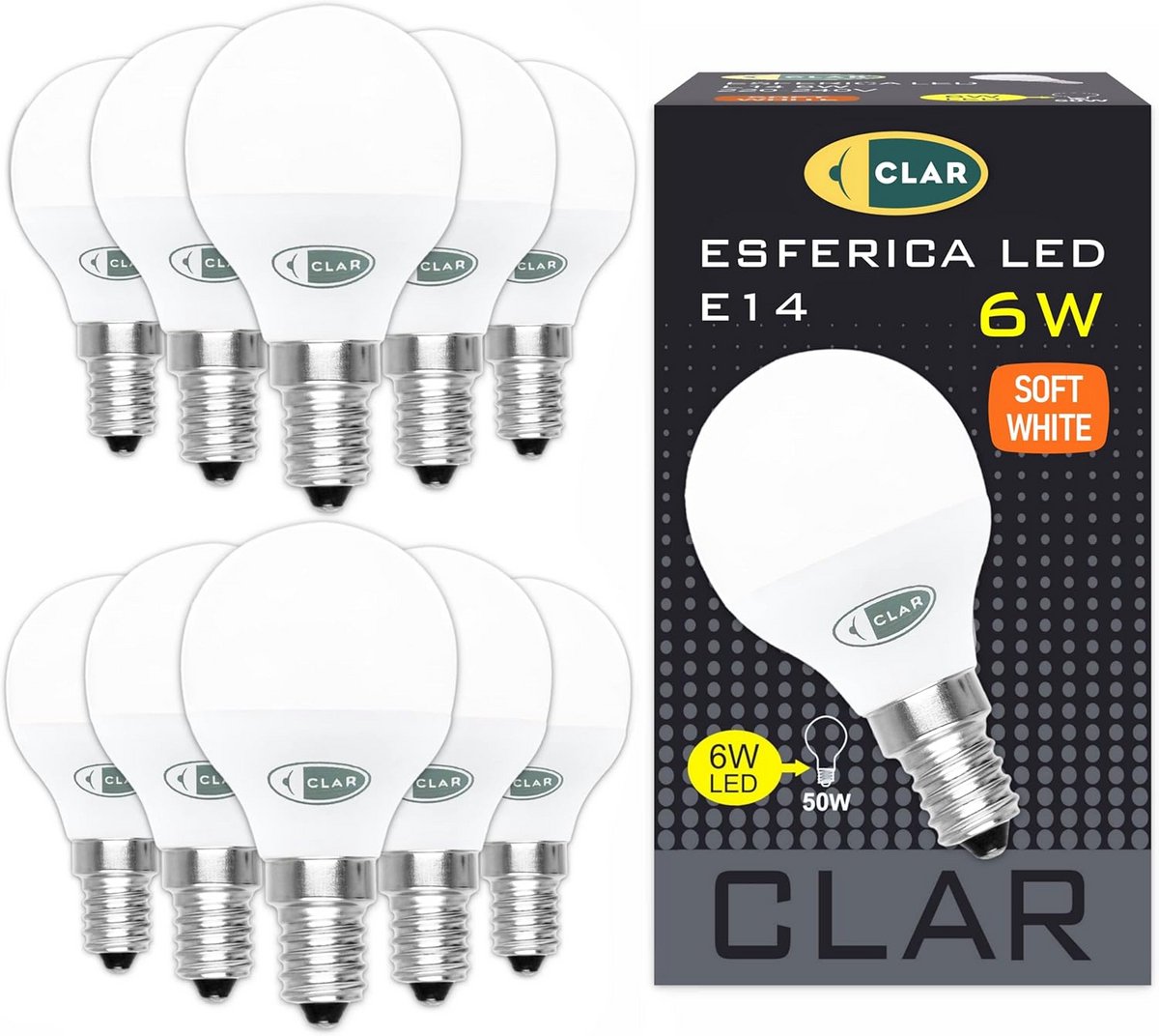 Set van 10 E14 LED Lampen 6W Vervangt 40W Warm Wit Licht Lange Levensduur