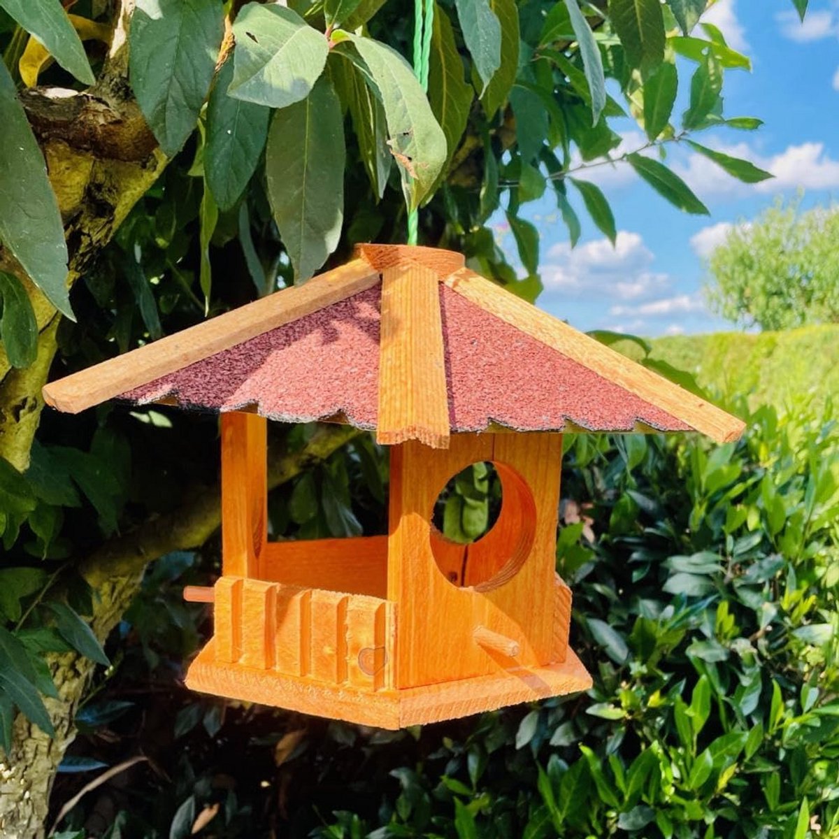 Zeshoekig Houten Vogelhuis Ophangbaar Voederhuis voor Tuin en Buiten