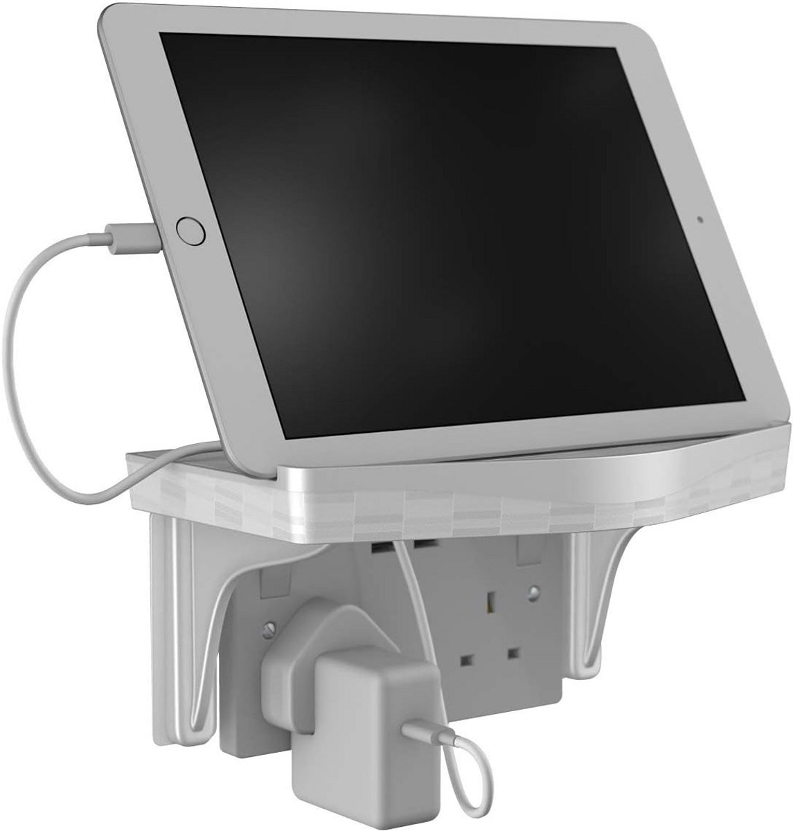 Universele Muurplank voor Tablet, Oplader & Router - Kabelmanagement - Wit