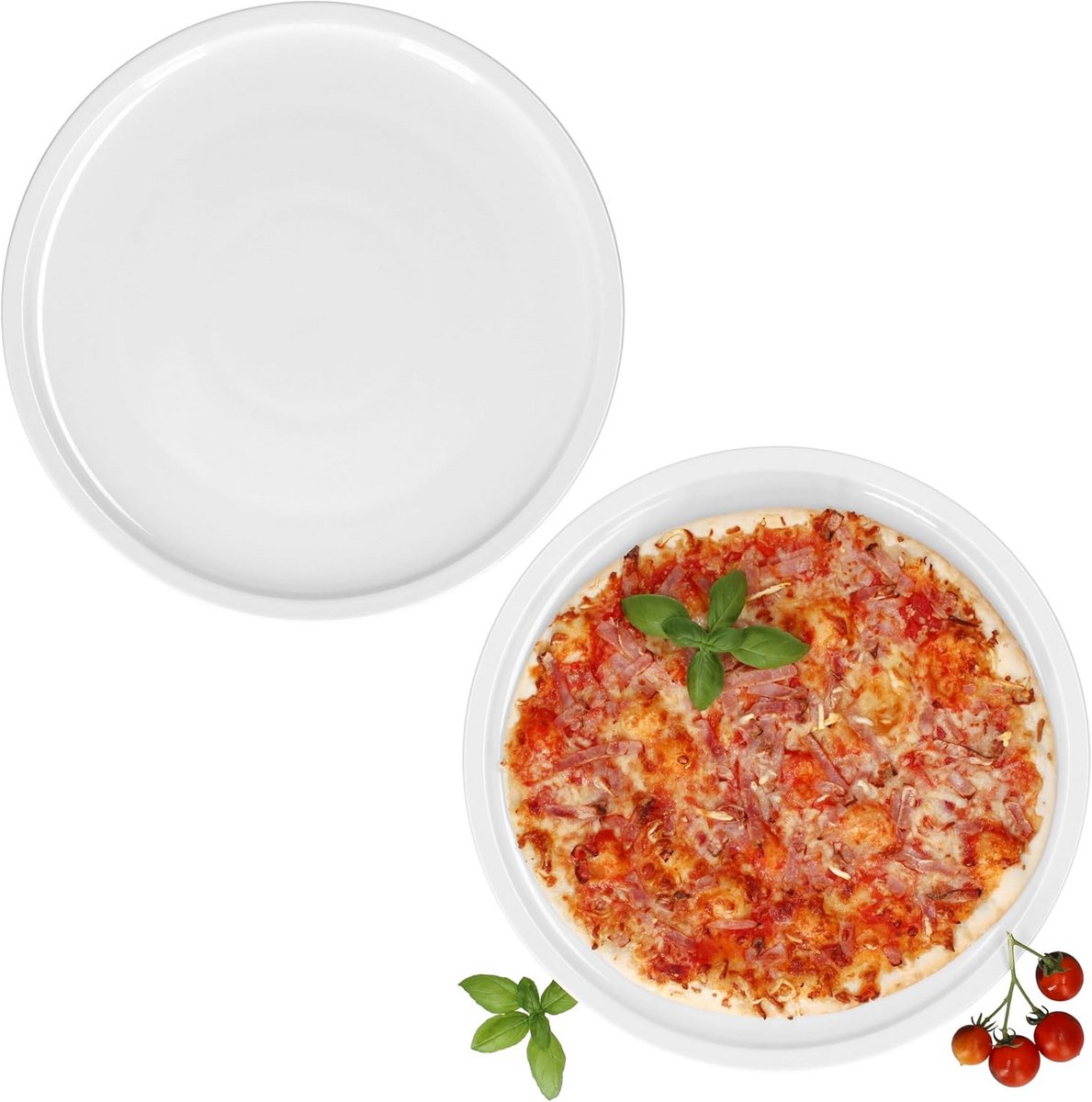 XXL Pizzabord 33,5 cm Wit Porselein Set - Hoogste Kwaliteit & Duurzaam