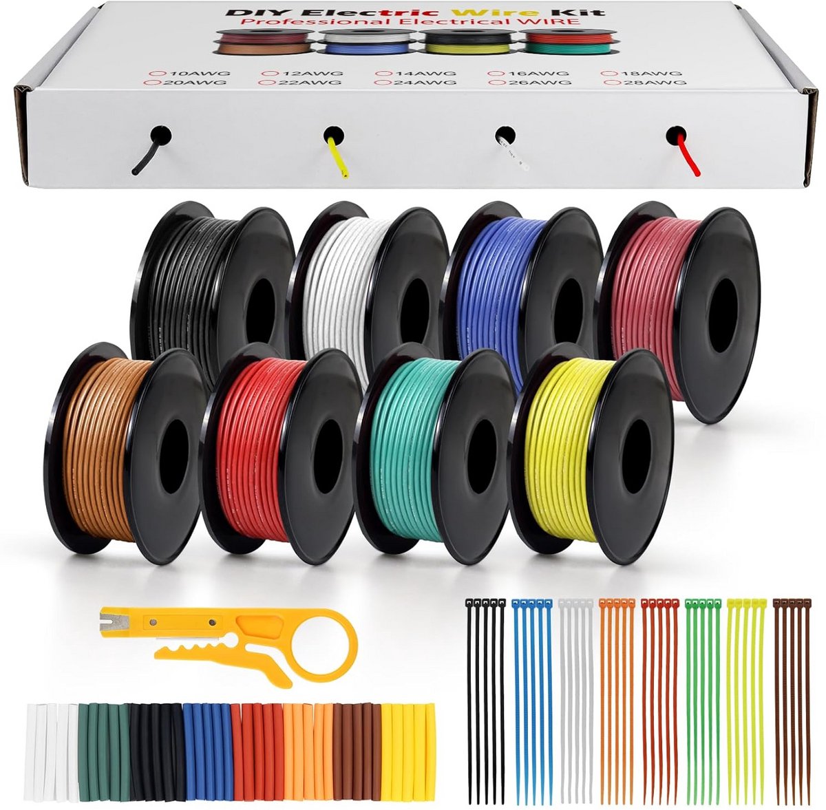 Siliconen Elektrische Kabelset 8 Kleuren 24 AWG dun Flexibel Koperdraad voor Elektronica en Doe-Het-Zelf