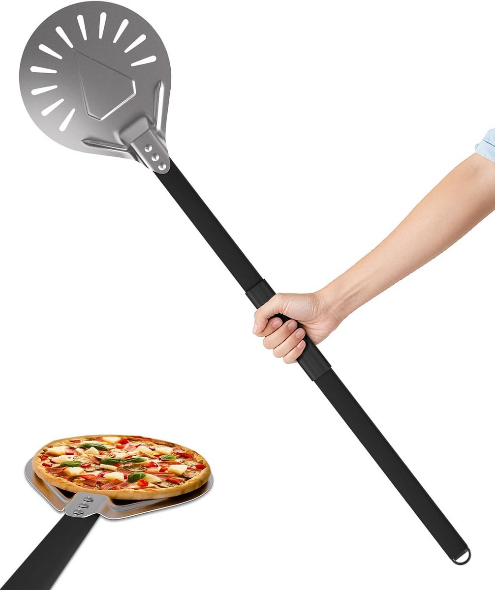 Geperforeerde Pizza Schep 7 Inch met Lang Handvat - Aluminium Pizza Turner