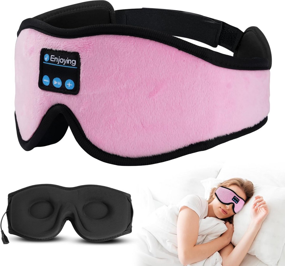 3D Slaapmasker met Bluetooth Hoofdtelefoon - Drukloos Oogmasker voor Muziek en Ontspanning