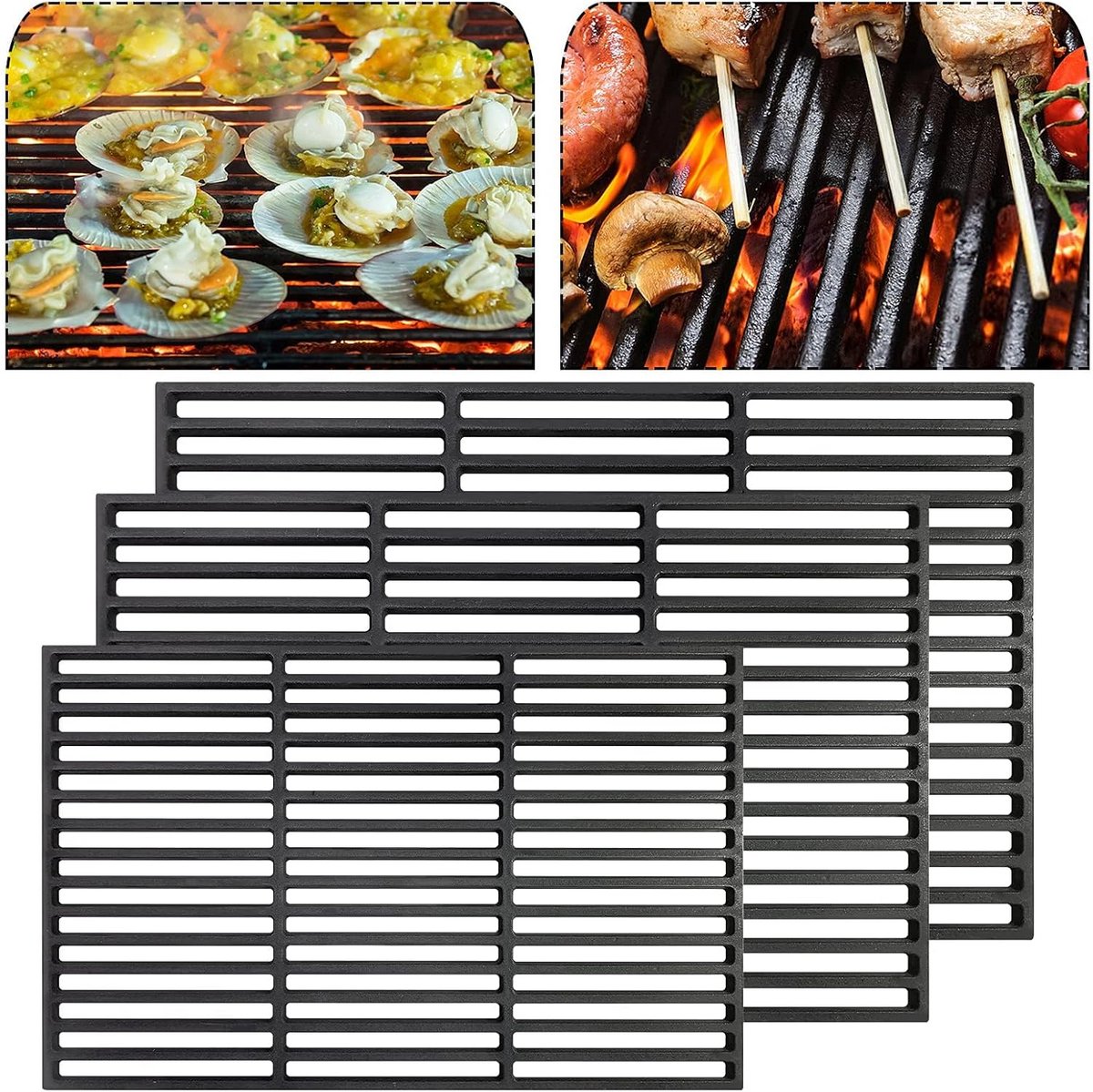 Geëmailleerd Gietijzeren Grillrooster Rechthoekig - Geschikt voor Gas en Houtskoolbarbecues