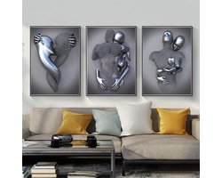 Set van 3 Romantische Abstracte Sculptuur Posters - Stijlvolle Wanddecoratie voor Stijlvol Interieur