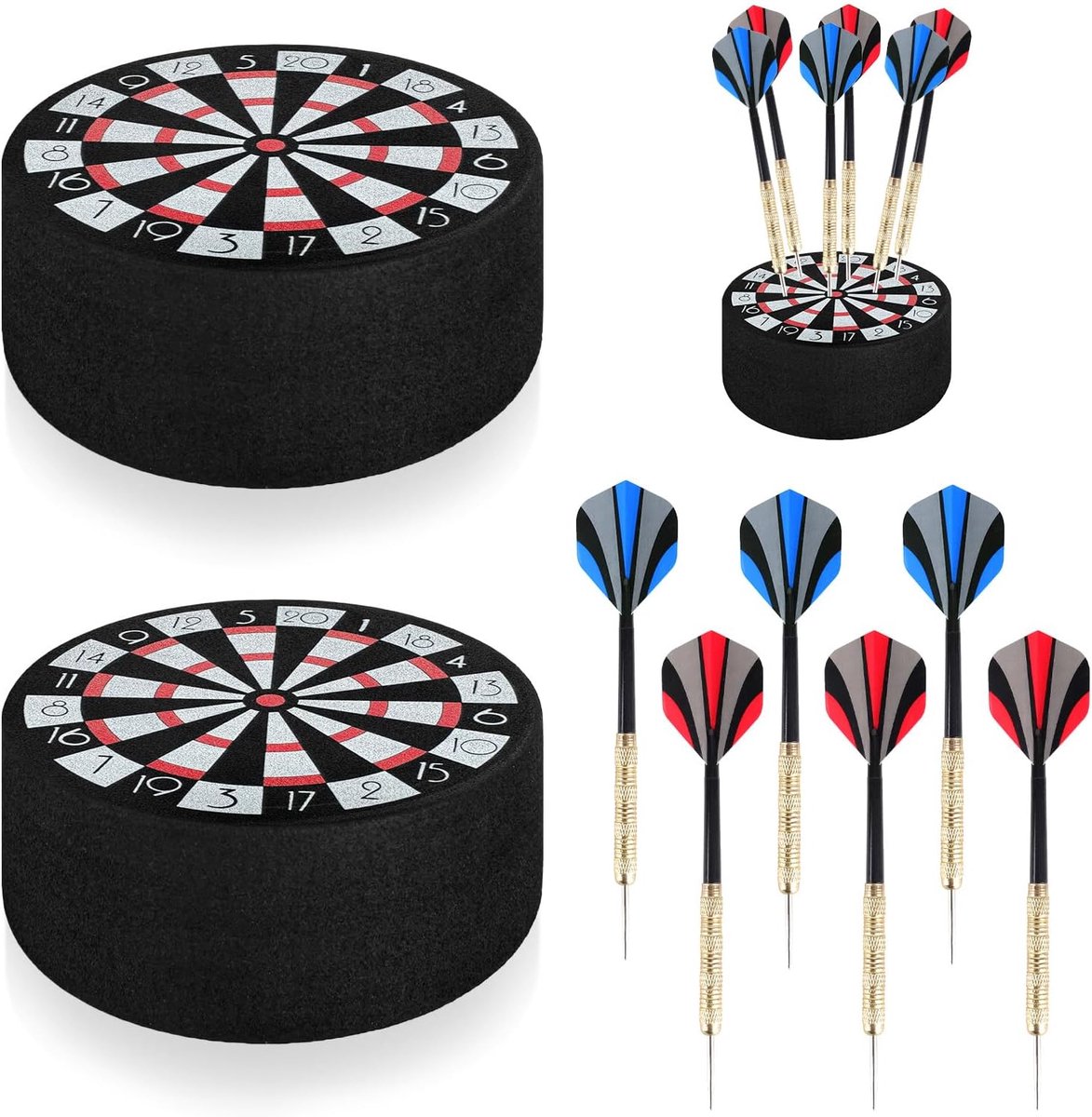 2x Dartpijlhouder Standaard met 6 Steeltjes Dartpijlen Set Accessoires