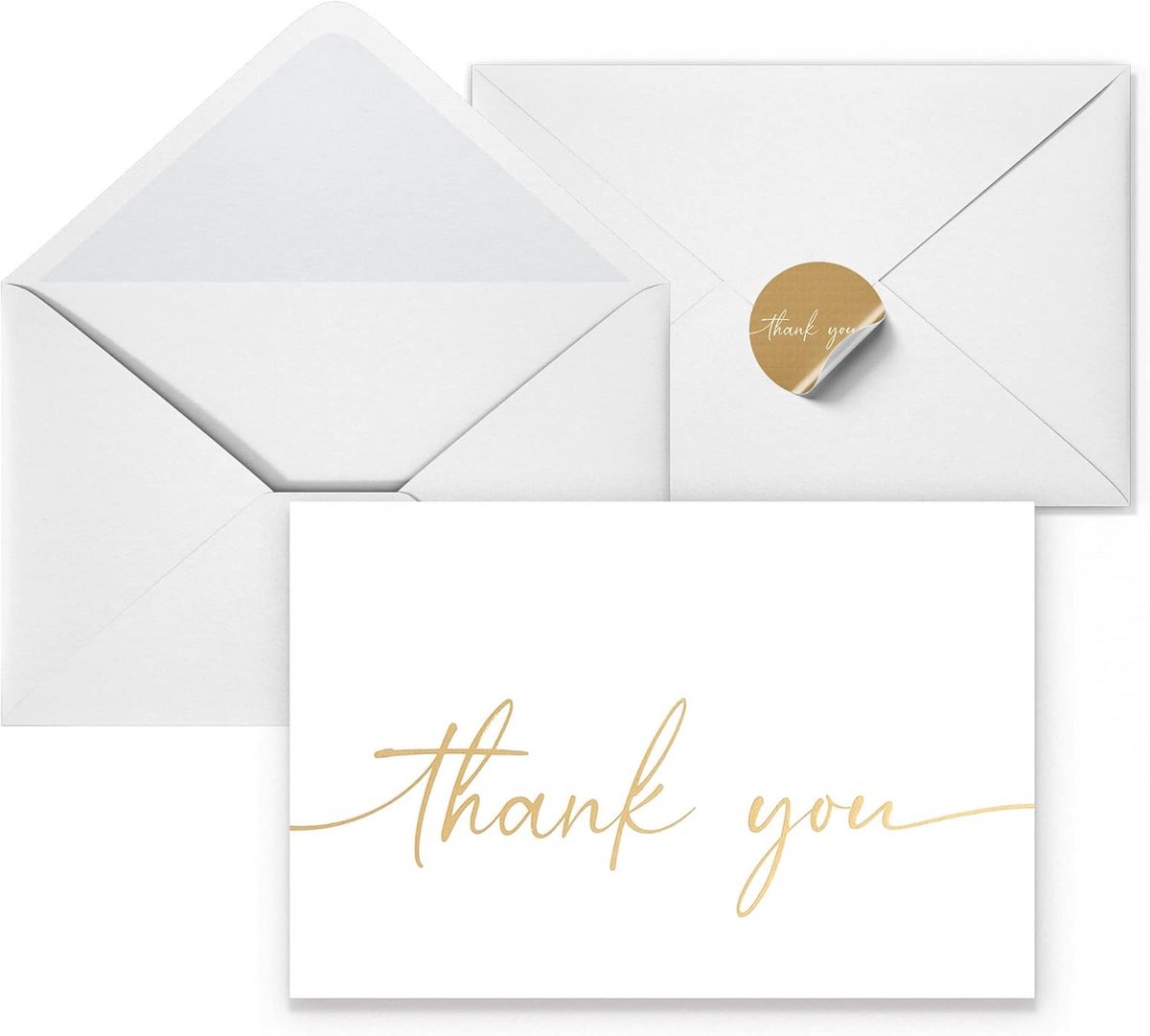 Bedankkaarten Set - 20 Stuks met Stijlvolle Matte Gouden Foliedruk