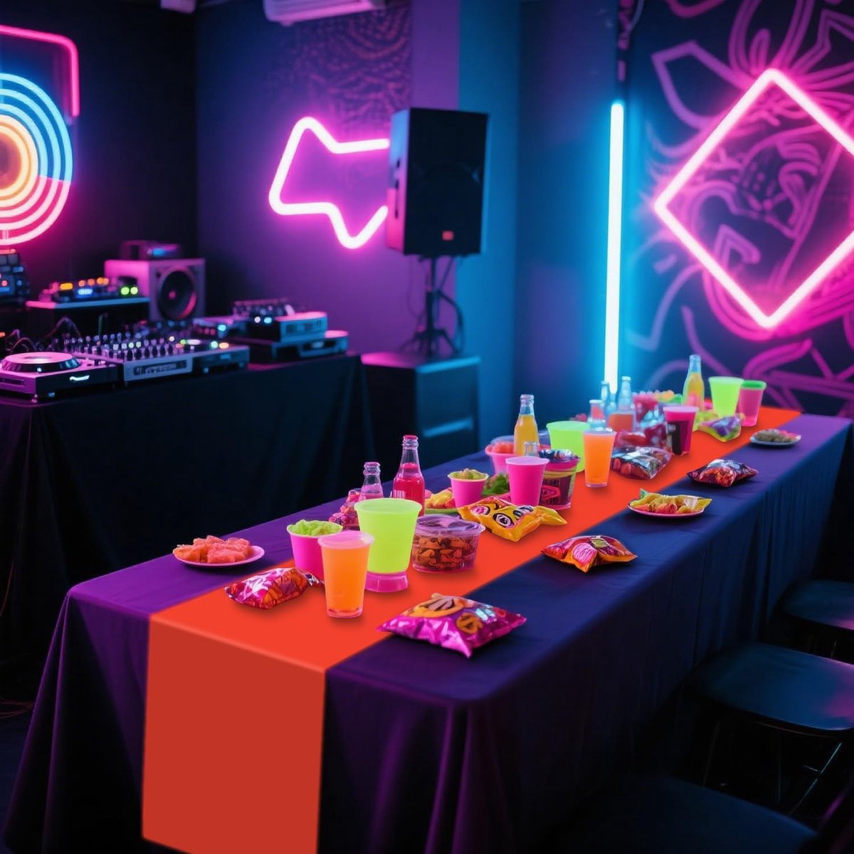 Glow in the Dark Tafelloper Set 8 Stuks Fluorescerend voor Feestdecoratie