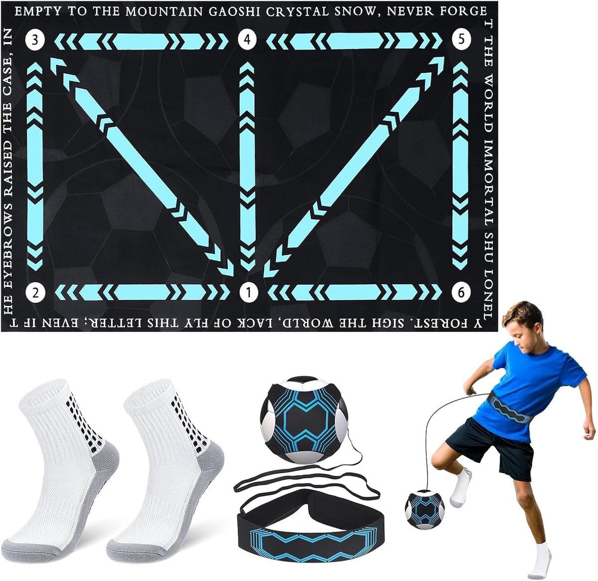 Voetbaltrainingsmat 90x60 cm voor Balcontrole & Behendigheid - Inclusief Antislip en Gripsokken