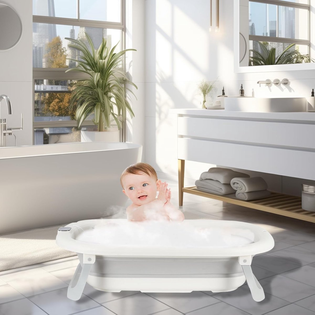 Opvouwbaar Babybad met Temperatuurindicator voor Pasgeborenen en Reizen