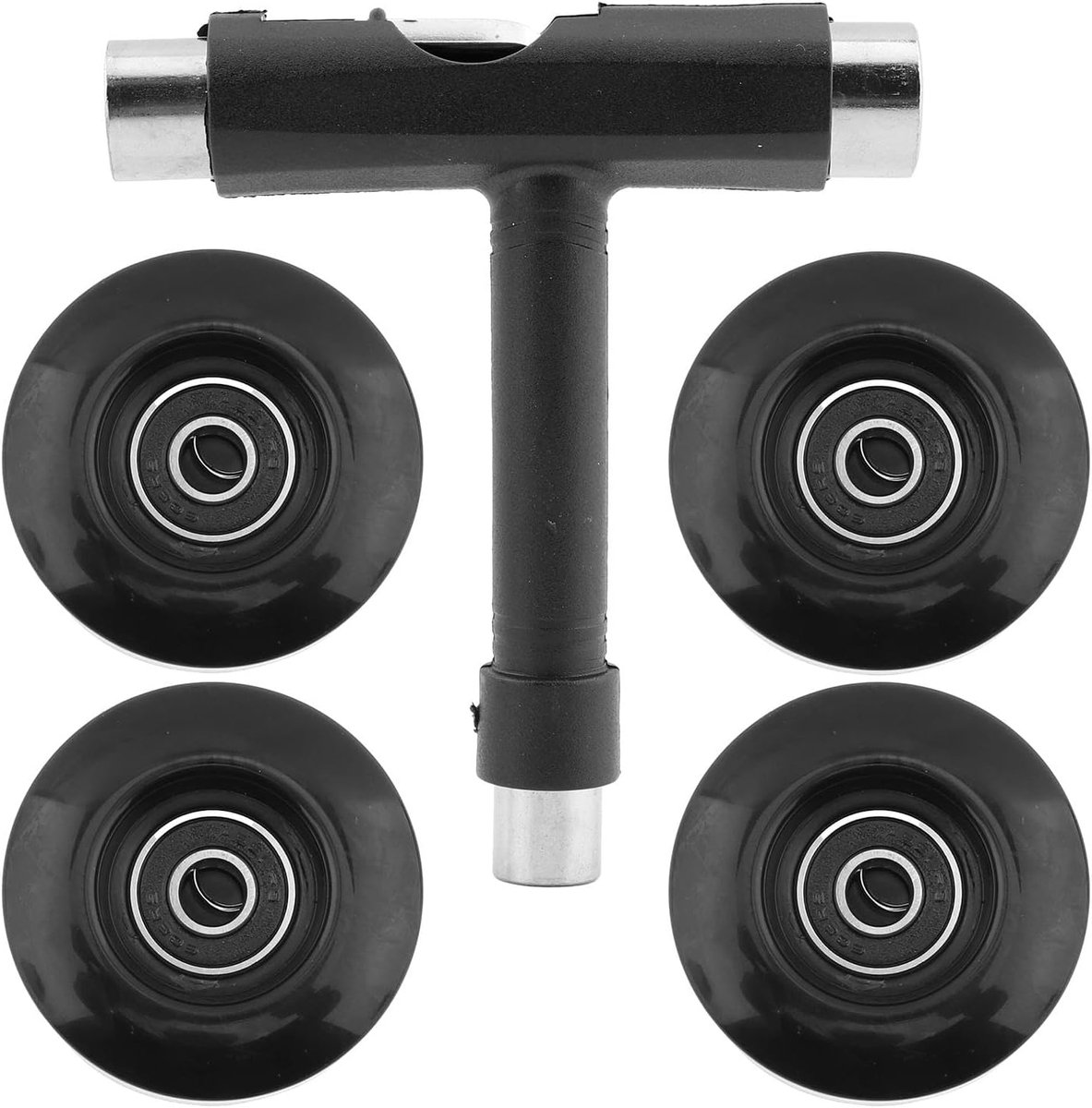 4x Stevige Skateboard Wielen Set 55mm PU 80A Inclusief Lagers en Gereedschap