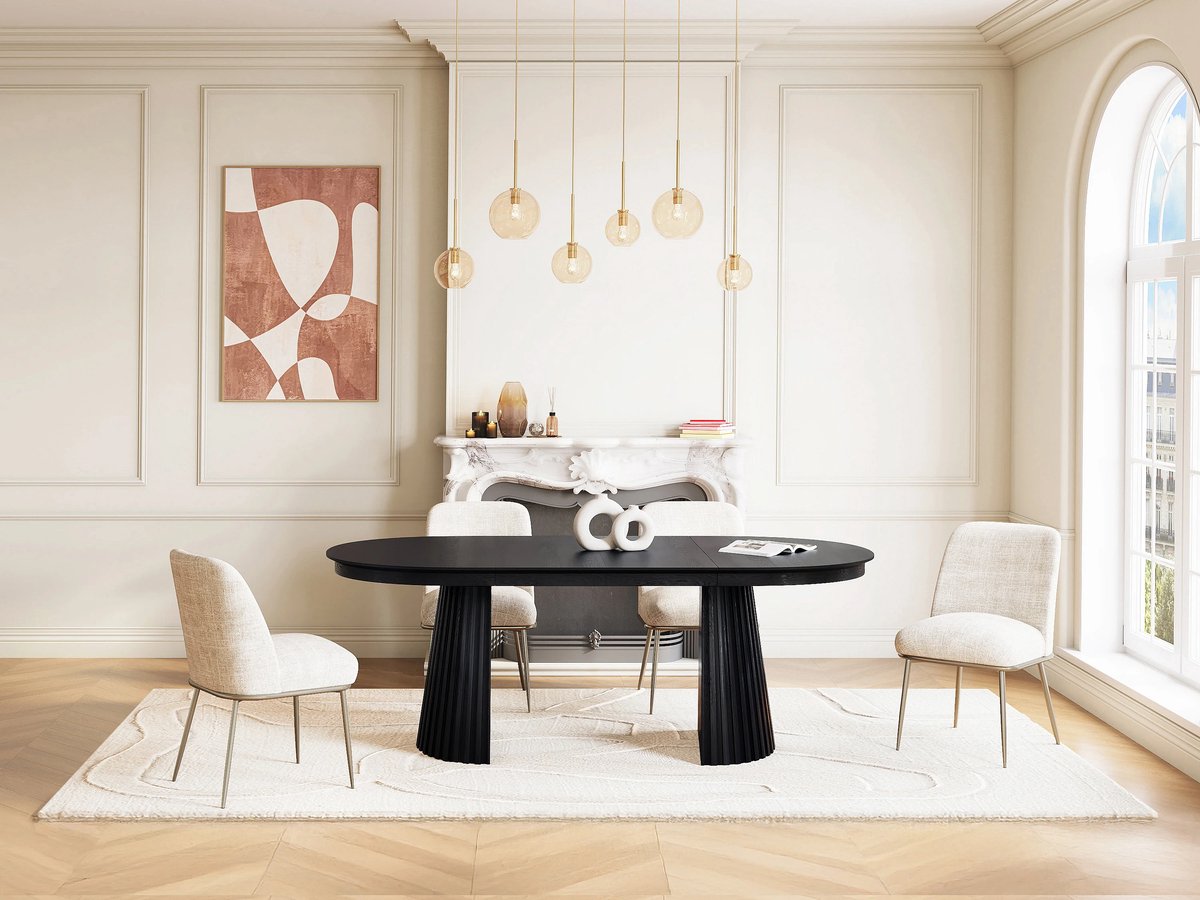 Uitschuifbare Eettafel 120-240x100x76,5 cm – Latsury Luxe MDF & Essenhout Fineer – 4 tot 10 Personen – Verwijderbare Verlengstukken – Abkantoor