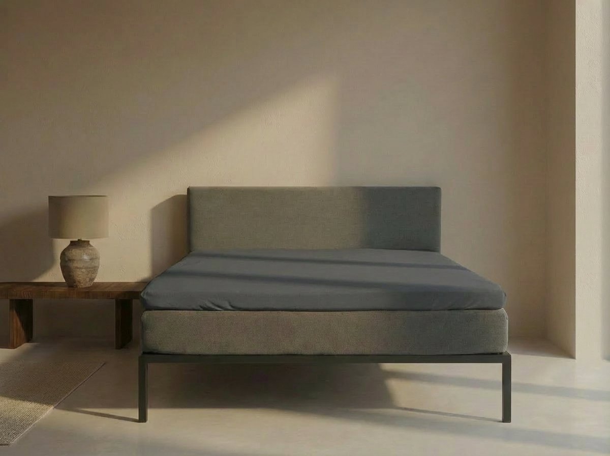 Senza Donna 180 GSM Topper hoeslaken Grijs - 100x220+20 cm