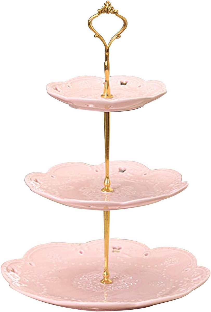 3-Laags Porseleinen Serveerschaal Taartplateau Dessert Display Standaard