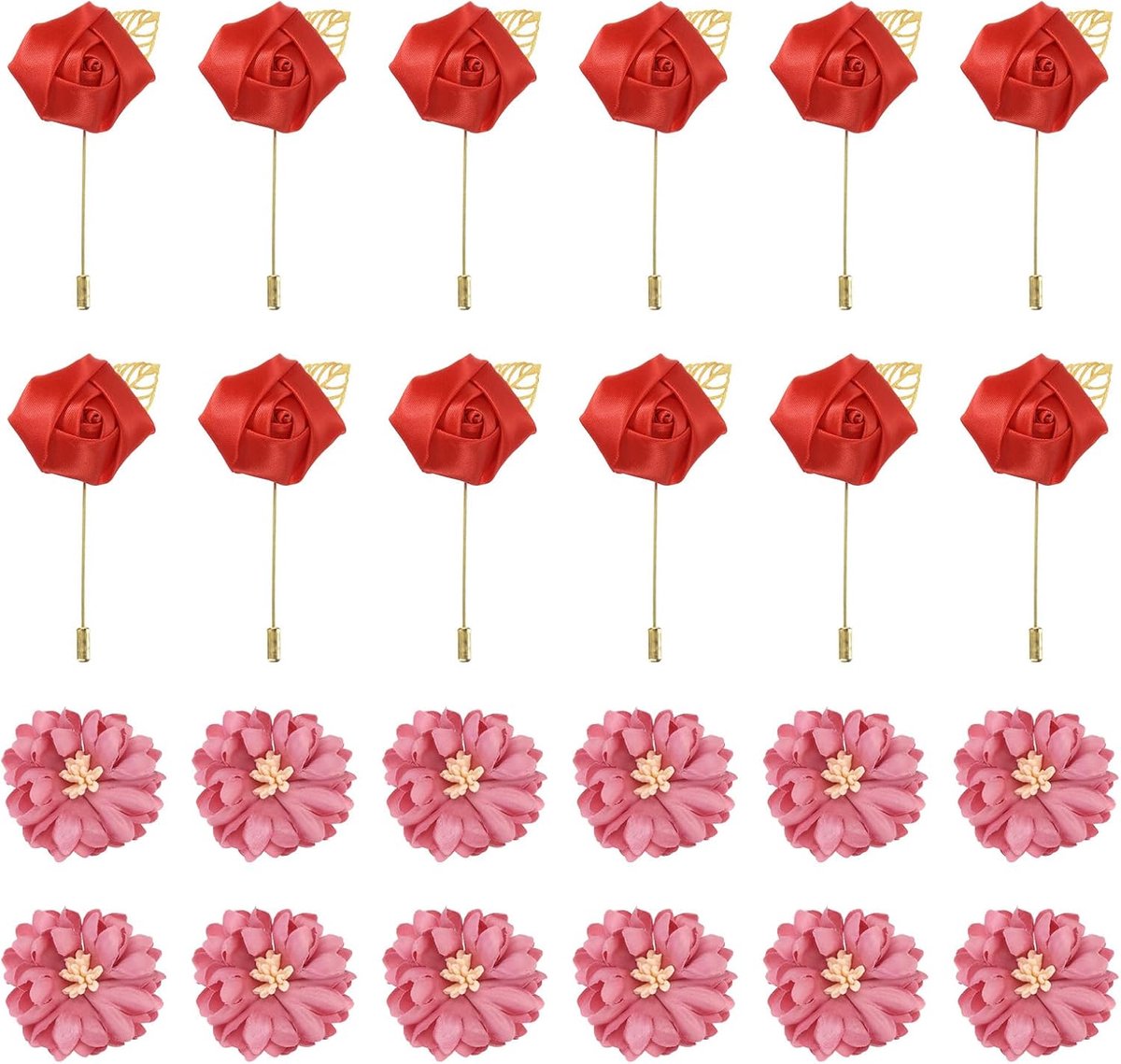 Set van 12 Roze Bruidsjonker Corsages voor Heren Bruiloft en Feestversiering