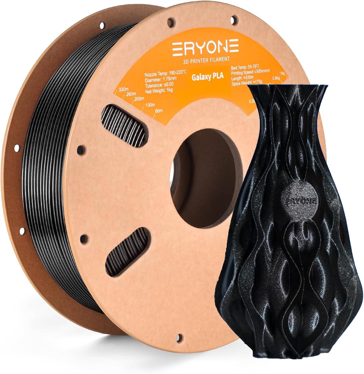 PLA Filament - 3D Print Materiaal - Modelbouw - Glitter Effect - 1.75mm 1kg - Sparkly Zwart