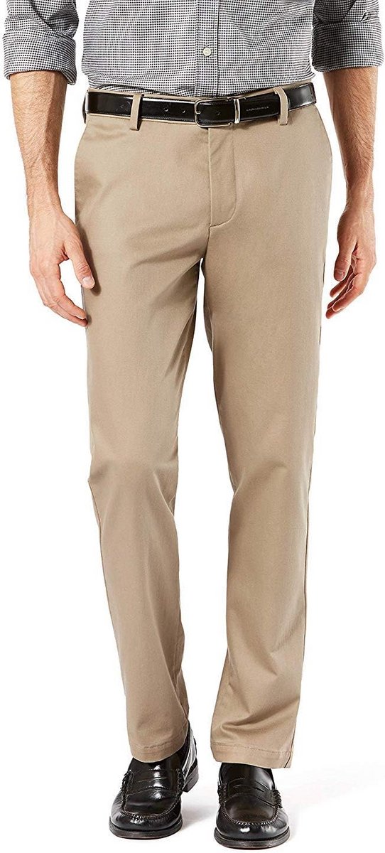 Heren Slim Fit Kaki / Chino Broek met Stretch en Kreukvrije Technologie