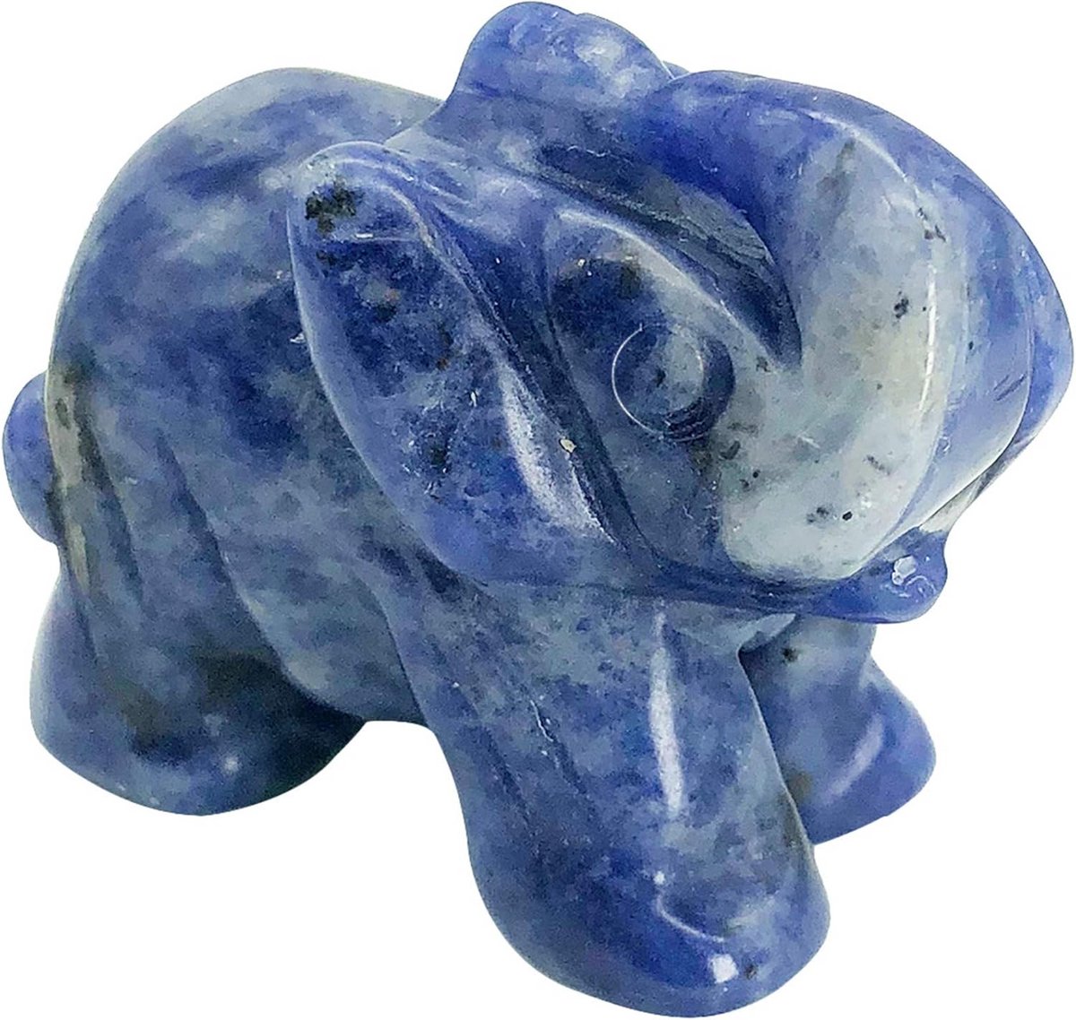 Sodaliet Olifant Beeldje Handgesneden Pocket Sculptuur voor Healing