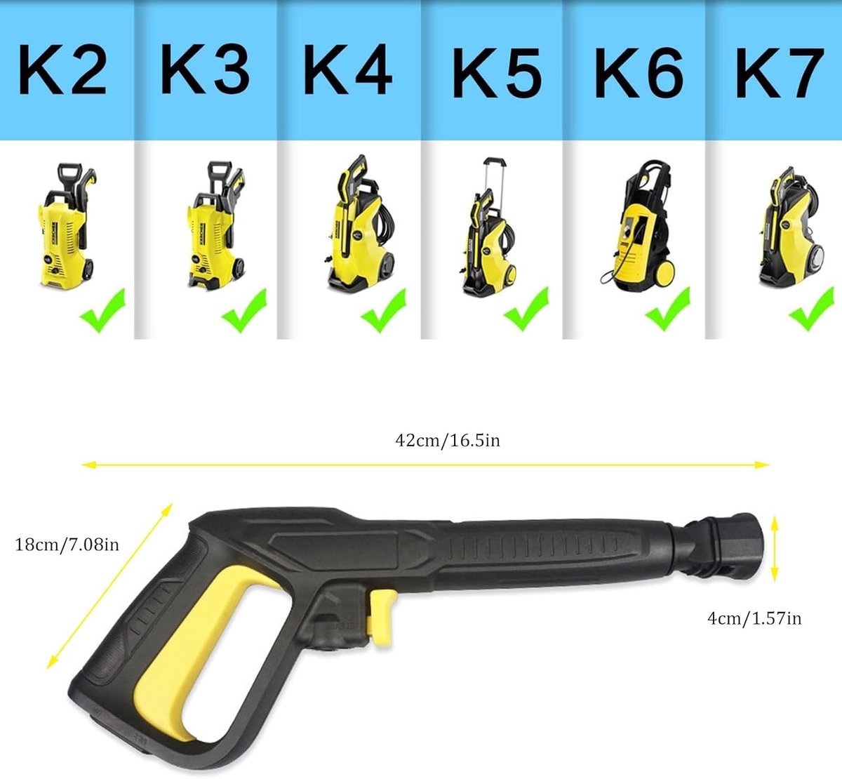 Spuitpistool met trekker, hogedrukreinigingspistool geschikt voor Karcher K2 K3 K4 K5 K6 K7, hogedrukreinigingspistool met snelkoppeling-Belle's product – foto 2