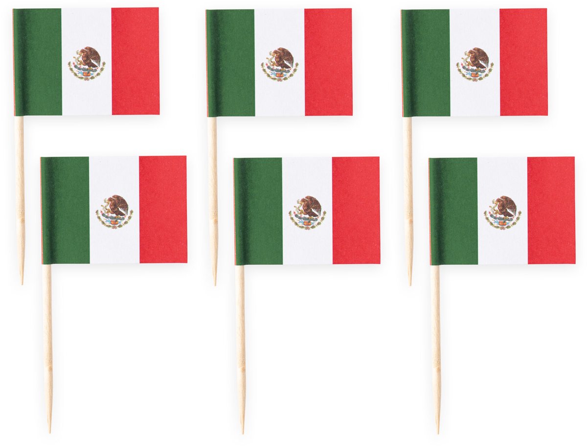 50x Cocktailprikkers Mexico - Hapjes Cocktail Tapas Zomer Terras EK / WK Voetbal