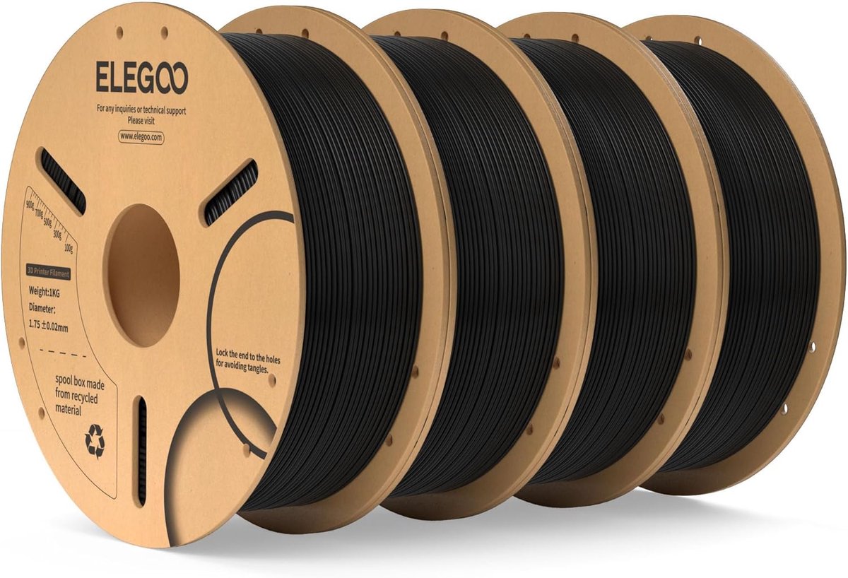 3D Printer Filament PLA Zwart 1.75mm - 4kg Set, Hoge Precisie voor FDM Printers