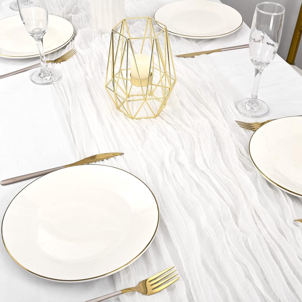 6 Stuks Witte Kaasdoek Tafelloper Rustiek Gaas Boho Decoratie voor Bruiloft en Feest