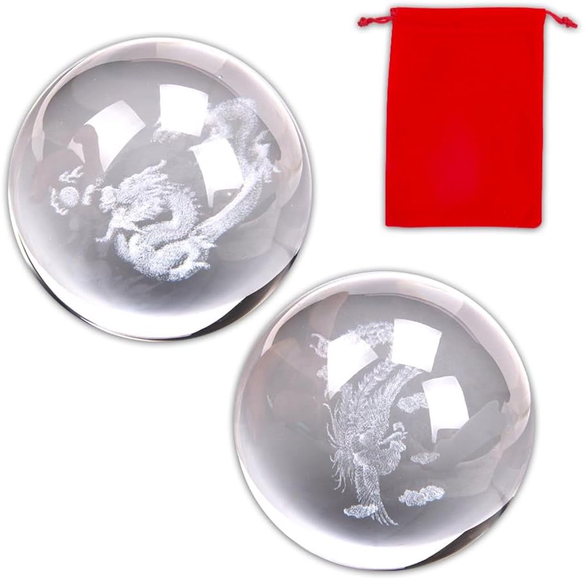 Handtherapie Ballen - Gezondheidsoefening Ballen - Stressverlichting Oefening - Decoratieve Kristallen - 4 cm Diameter - Transparant