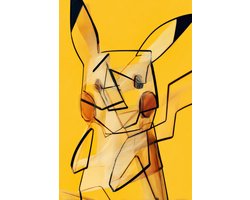 K&C Art (Aluminium schilderij) 40x60cm | Pikachu abstract - Pokémon - geel - zwart - bruin - modern - kunst | Woonkamer - slaapkamer - hal - kantoor | Foto schilderij print op dibond - wanddecoratie - muurdecoratie - wall art