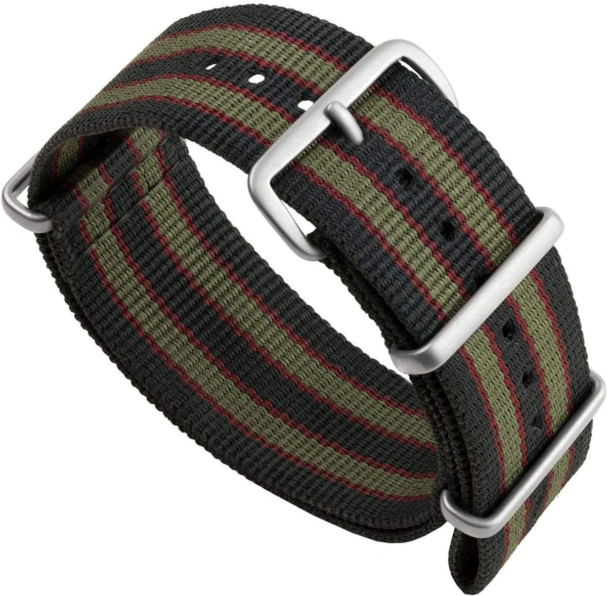 Horlogeband Nylon - Militaire Band - Dagelijks Gebruik - Sneldrogend Robuust - 22mm - Blauw Rood Groen