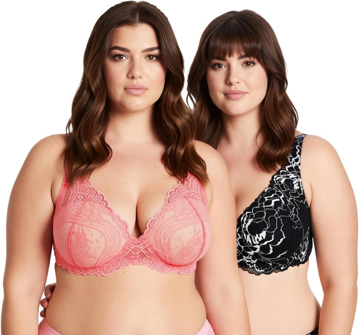 Grote Maat Beha - Push-up Lingerie - Dagelijks Draagcomfort - Voegt Cup Maat Toe - Met Beugel - Kant Detail